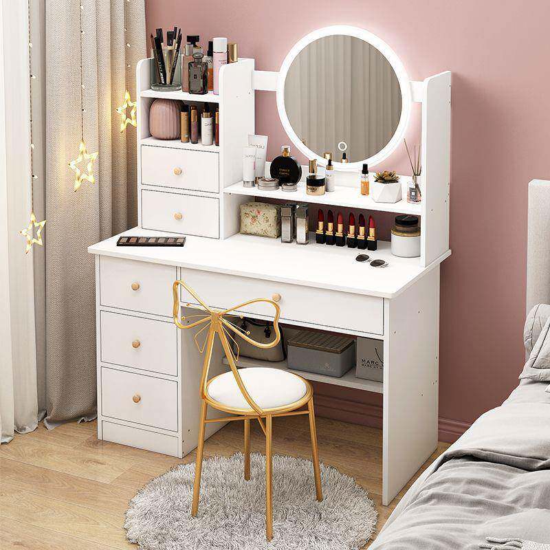 梳化网妆台202约5新款现代简卧室小户型收纳柜LGC一体妆台红化妆