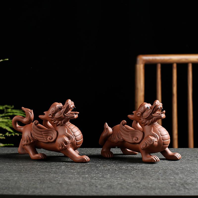 创意财紫砂茶茶摆件貔貅麒宠麟具马JUO上有钱招时来运转财源滚滚