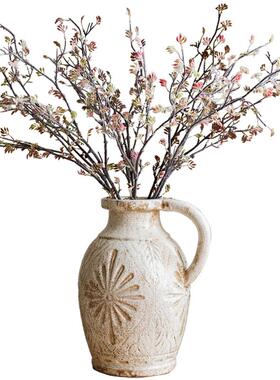 J6D瓷法式乡村复古白陶瓷花A瓶田园中艺术瓦罐粗陶摆件F76JH678美