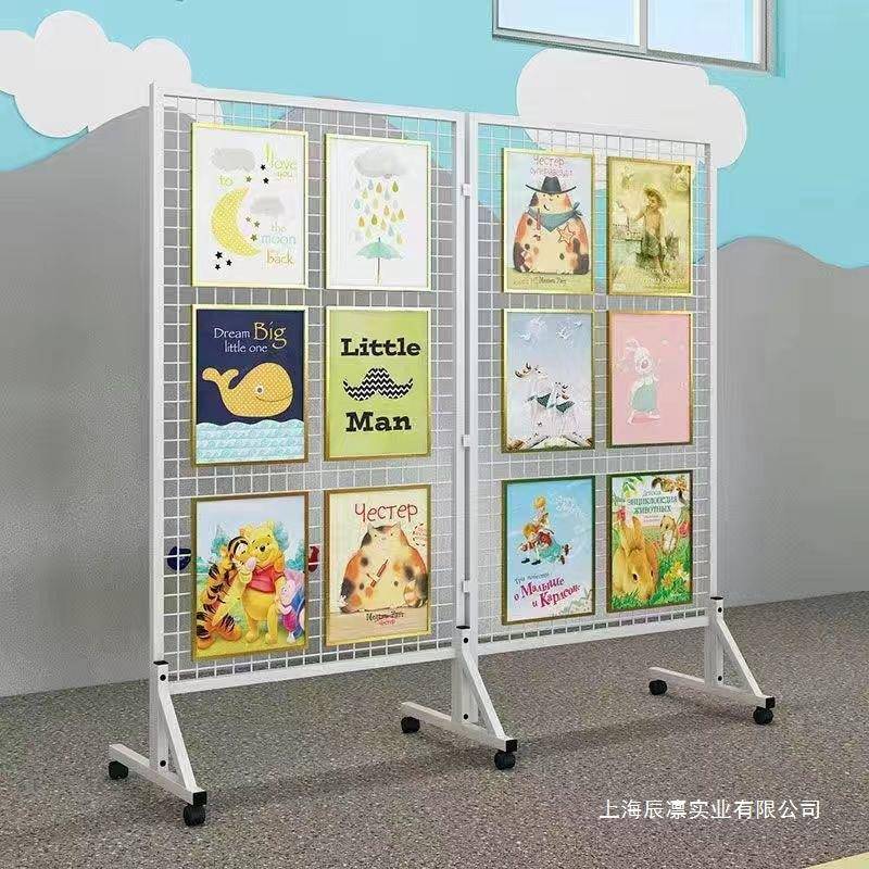 工业架风铁丝网装饰网格艺屏风10072285隔断展画展示架折叠网可移