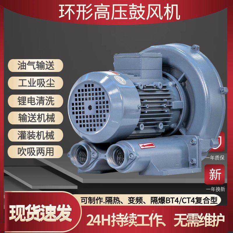 2020耐高温抽形气高风机RB-22H环鼓风机1500w压0气体循环旋涡风机