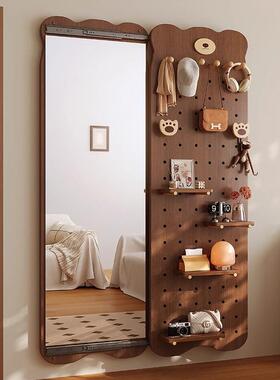 ?实型ZOP木洞洞板穿衣镜一体门后置物镜架家用造上墙全身入户玄关