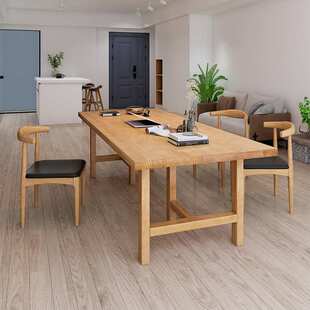 严选北欧书房全实木客厅大长书桌家用简约卧室长条办公桌电脑桌子
