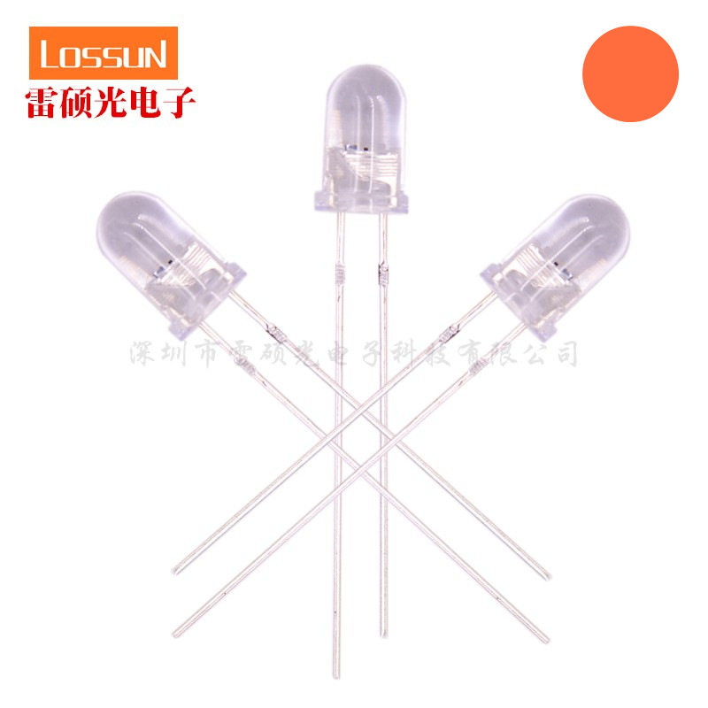 直插led橙光5mm白发橙光琥珀色5厘圆头灯珠汽车仪表盘f5橙色超亮