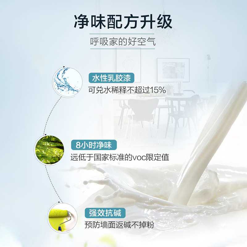 巧美丽净味防霉高遮盖乳胶漆家用涂料内墙漆白色墙面涂刷修补漆