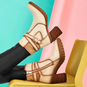 专柜正品 多材质拼接高粗跟短靴PA221702 Pikolinos派高雁冬季