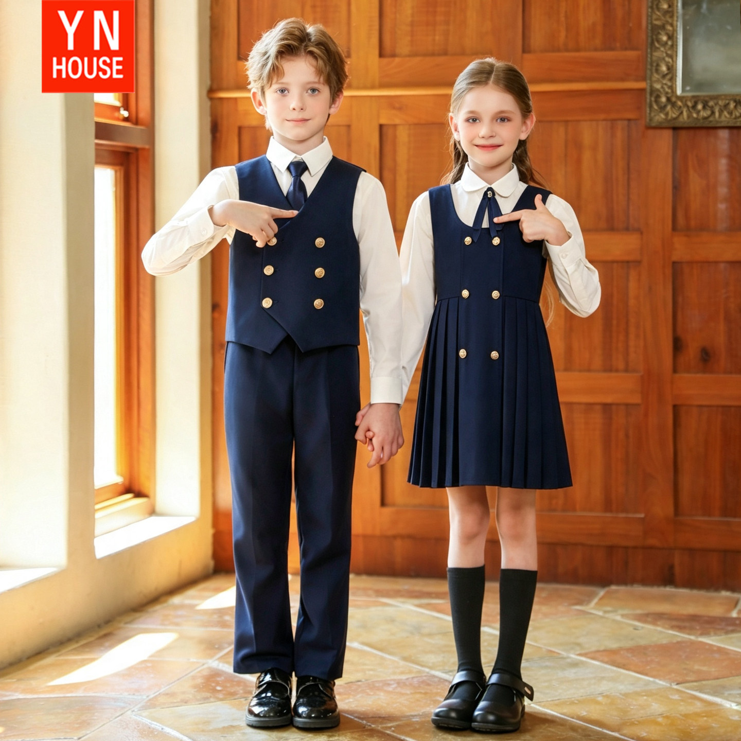 儿童班服套装中小学生马甲校服表演服幼儿园园服英伦风演出服礼服