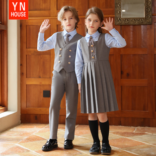 儿童演出服秋冬长袖学院风男童班服合唱服朗诵开学校服女童连衣裙