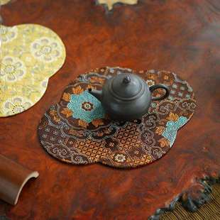 知舍烧水壶海棠圆形壶垫隔热垫托真丝高端干泡台茶垫茶道配件