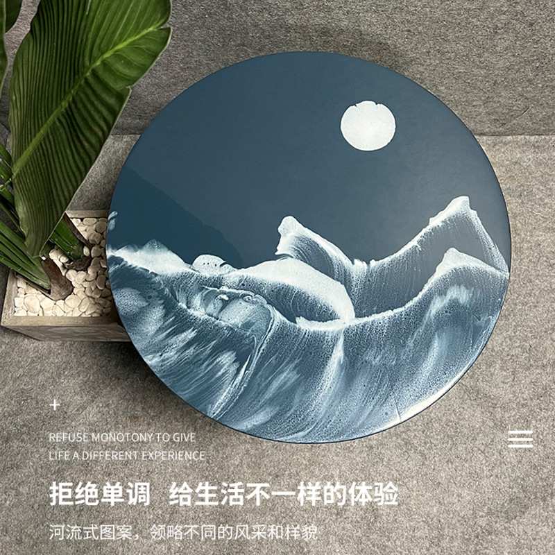 跨境河流树脂茶几 海浪南美胡桃木艺术厅家居客餐厅个性实木茶桌
