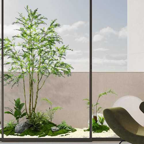 室内仿真绿植造景幼儿园装饰大型假树商场橱窗落地楼梯间植物景观