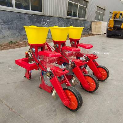 优惠玉米大豆播种机 4行3行长箱子 不锈钢斗 玉米施肥种植机