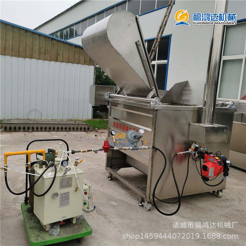 燃气炸制麻辣鸭掌油炸锅 自动入料出料虎皮凤爪油炸机 燃气炸锅