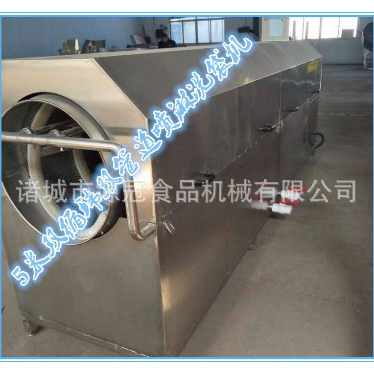 供应塑料袋滚筒洗袋机 多功能海产品螺旋毛刷清洗机 源冠制造