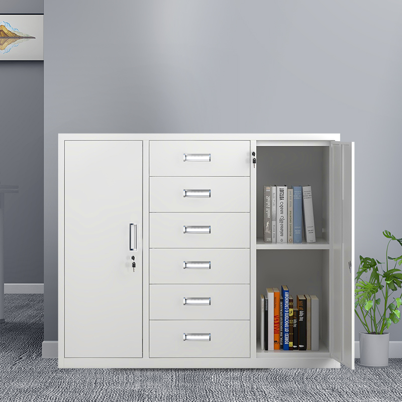 钢制文件柜抽屉柜宽中六斗下节档案柜资料柜带锁抽屉柜铁皮柜矮柜