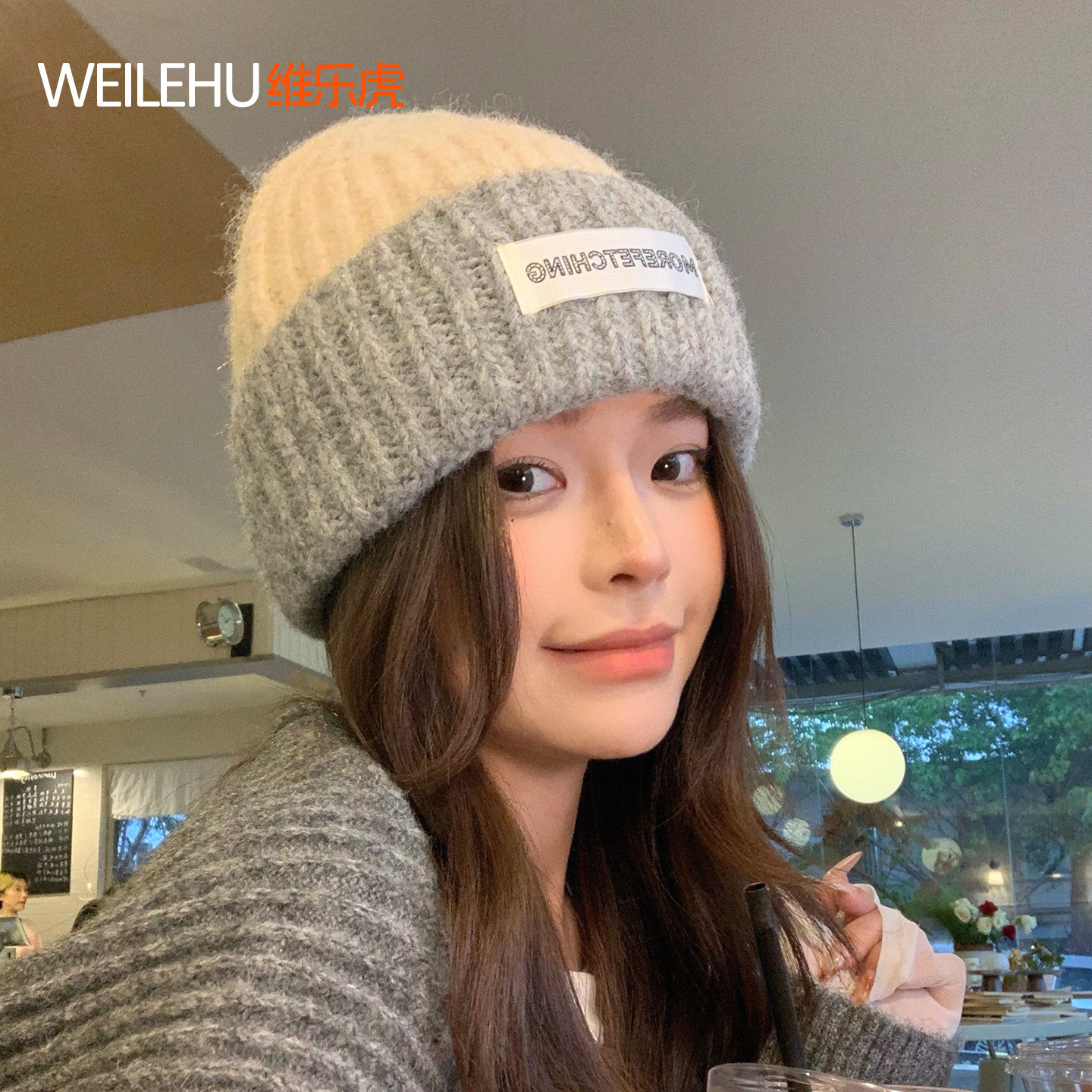 毛线帽女大头围显脸小针织帽2026新款秋冬季月子冷帽保暖加厚护耳