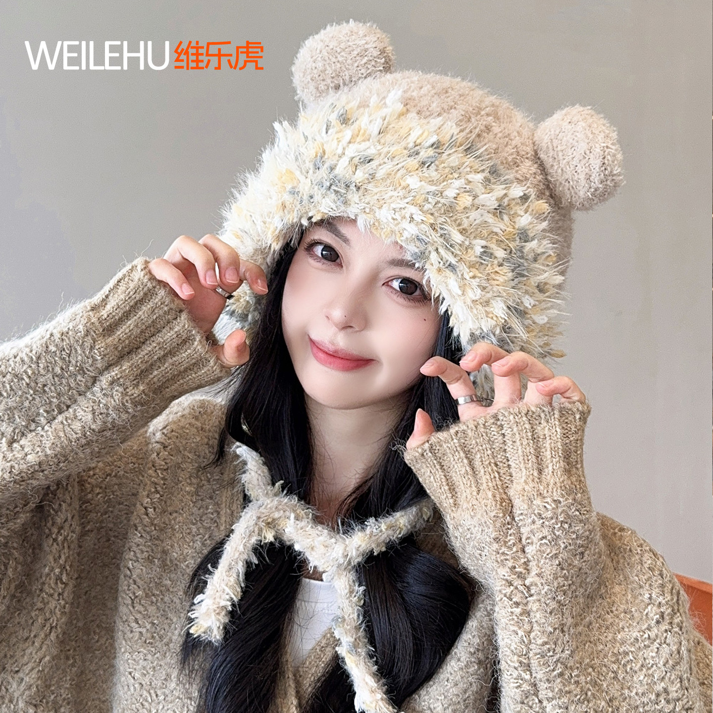 针织帽毛线帽女2026新款秋冬季大头围显脸小头套冷帽保暖加厚护耳