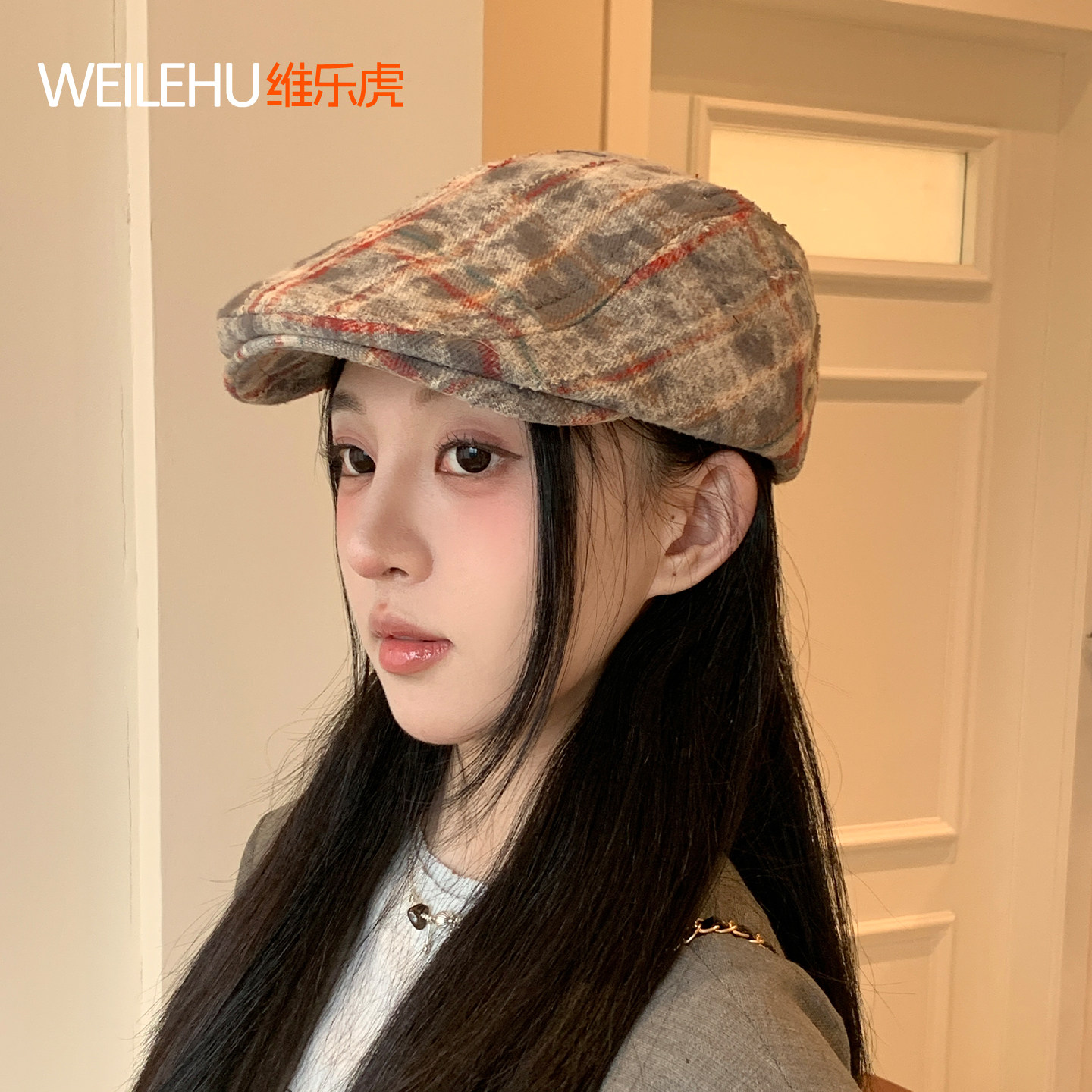 前进帽女2026春夏新款反戴贝雷帽大头围显脸小复古气质报童帽秋冬