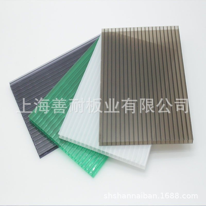 PC阳光板 红色蓝色绿色蜂窝阳光板 米字锁扣型双层多层茶色黄色