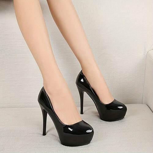 Sultry Stiletto pumps Slip On Round Toe Platform Shoes跨境