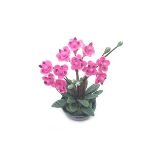 12娃娃屋配件dollhouse迷你粘土花植物蝴蝶兰工艺花盆景模型