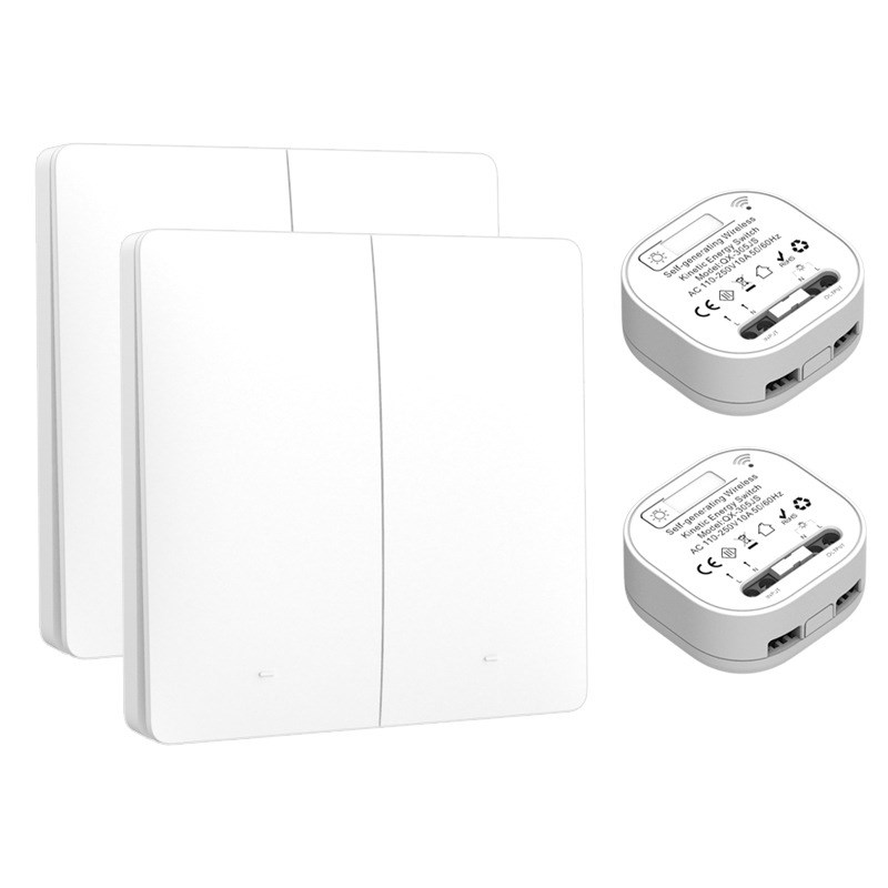 宽电压复位式自发电无线遥控开关家用防水一二三开双控动能随意贴