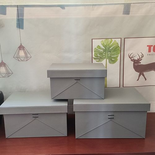 穿绳皮革收纳箱皮质样板房装饰盒衣帽间柜顶卧室大储物收纳盒摆件