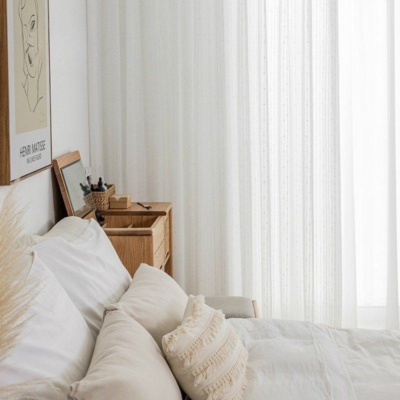 昕璧辉高级感纱帘刺绣彩虹泡泡窗纱环保遮像隔热防晒日式记忆定型