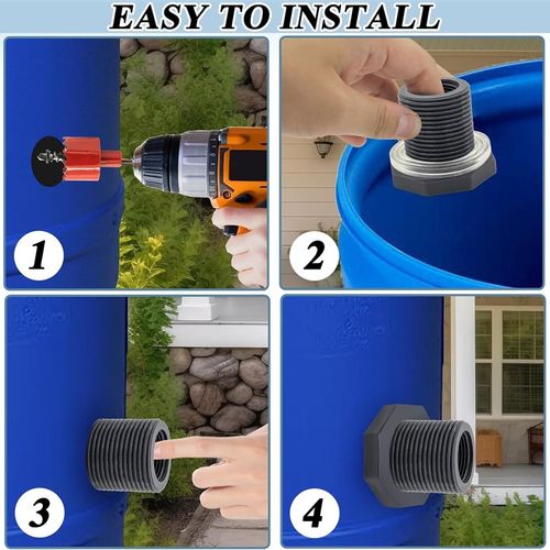 3/4英寸水桶舱壁配件带堵头管道连接器PVC龙头连接器套件雨桶水箱