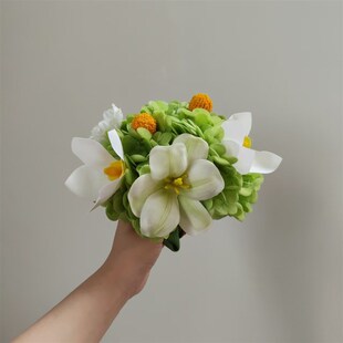 白绿洽谈桌花束仿真花休息室餐桌台商务摆件售楼处样板间摆拍M381