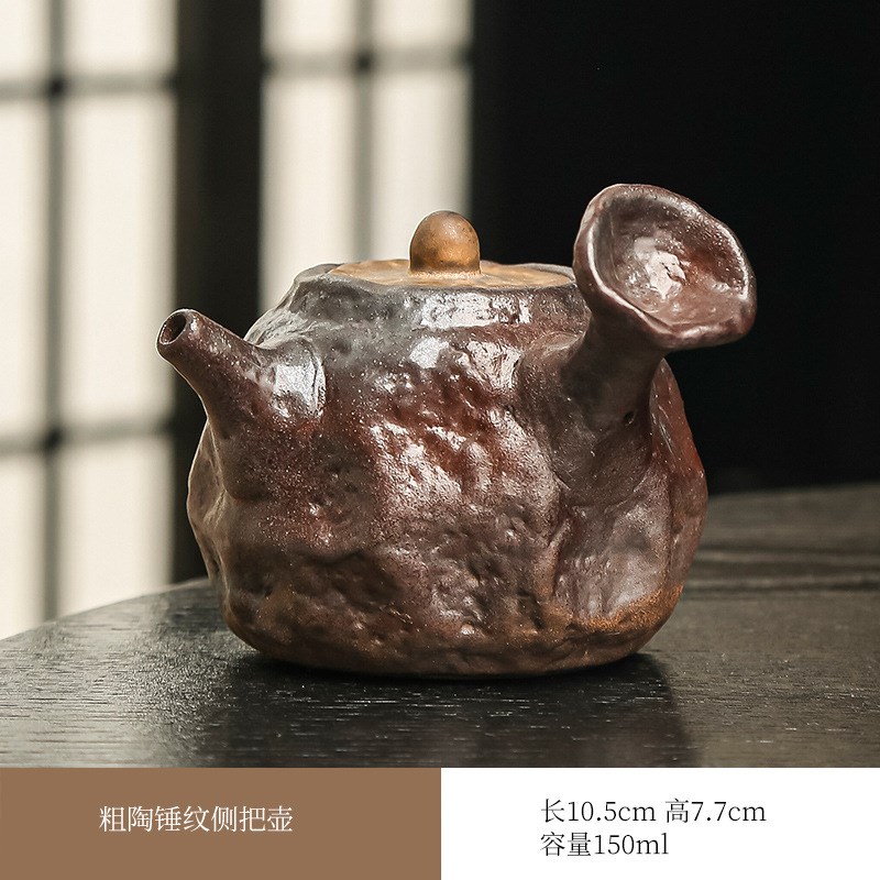柴烧侧把壶粗陶小茶壶小号窑变茶壶指间壶小容量把壶泡陶瓷迷你壶