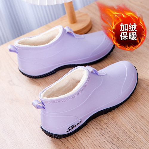 雨鞋女士时尚防水防滑加绒保暖