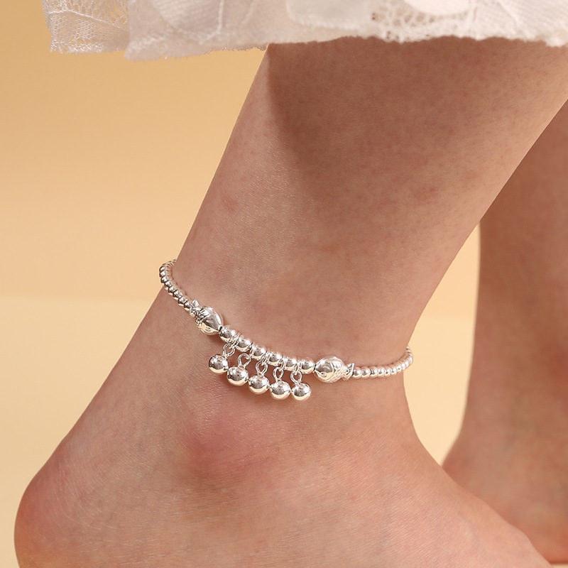 足银999足银鲤鱼转运珠脚链