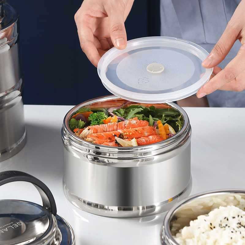 304不锈钢多层真空保温饭盒分隔型大容量便当携带2人保温饭桶