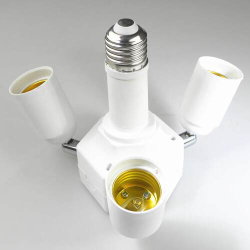 供应新款E27/E40转3+1E27万向头转换灯头灯座厂家直销认证产品