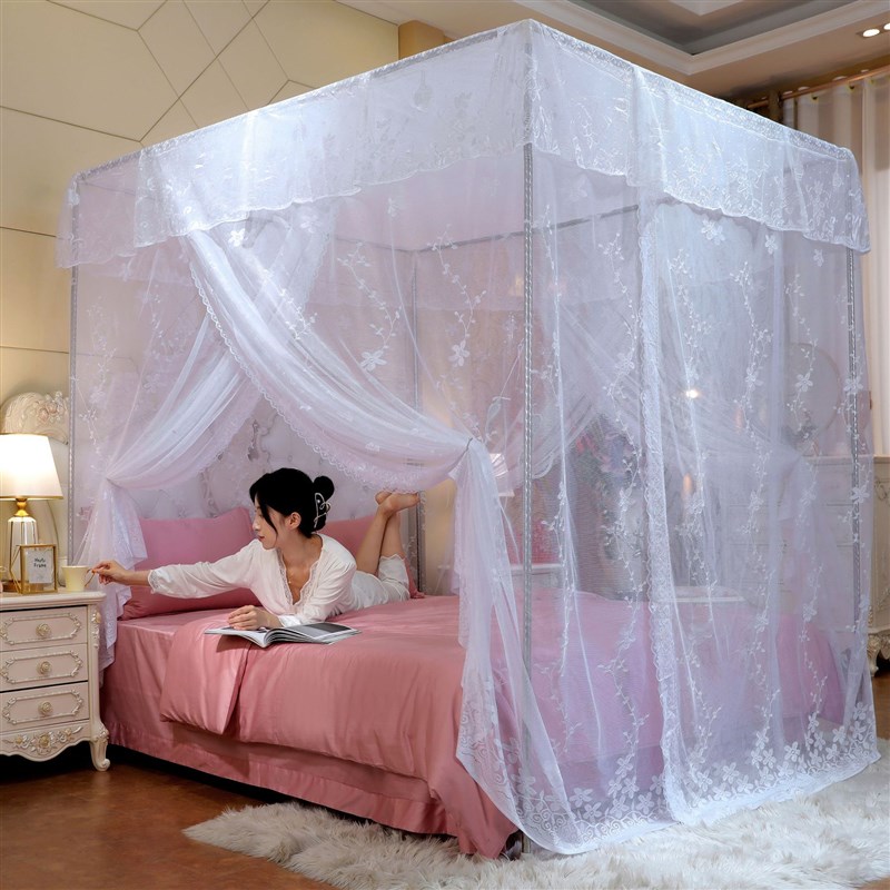 结婚蚊帐1.8m床公主风落地支架宫廷式1.21.5m床加密加厚单门家用