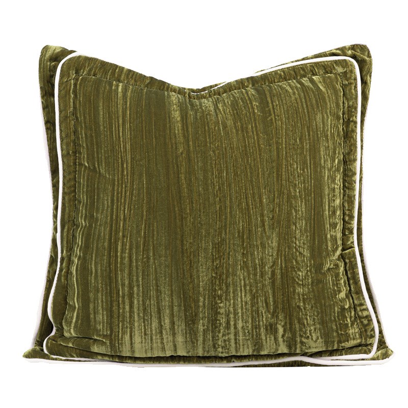 法式轻奢复古苔藓绿抱枕套沙发靠垫黑丝绒双层飞边靠枕中古风靠包