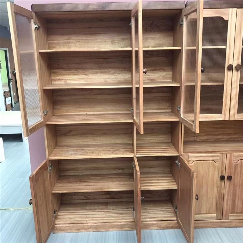 全实木红檀木两门书柜儿童三门书柜书房书柜电脑桌客厅办公室书柜