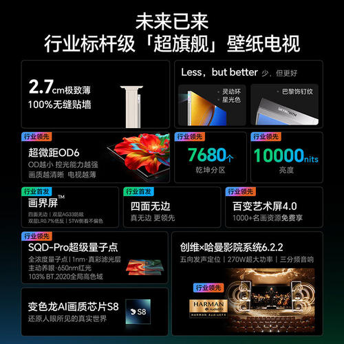 创维壁纸电视 A10H Pro 85英寸 2.7cm超薄 7680分区 2026新款