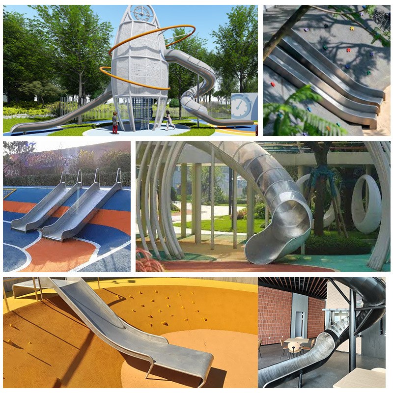大型不锈钢滑梯定制户外儿童游乐场设备攀爬架攀岩墙组合游乐设施