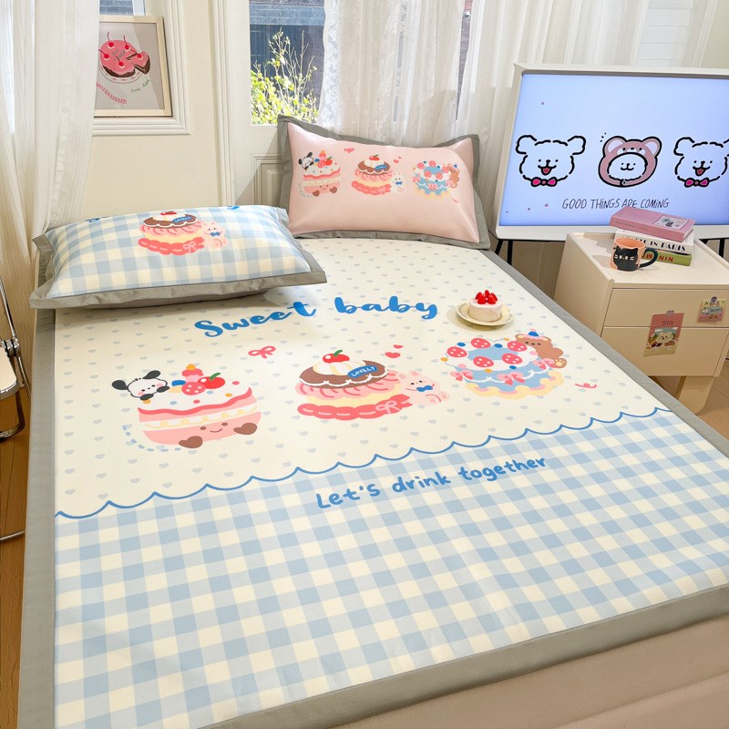 碳光冰丝乳胶席床上三件套凉感床单儿童学生宿舍夏季新款高端凉席