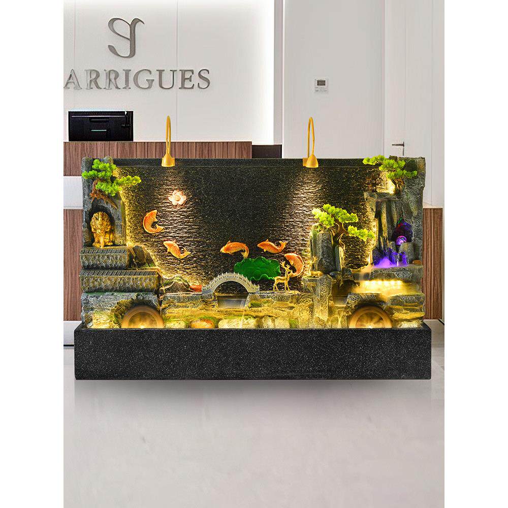 大型创意水幕墙流水招财庭院酒店公司别墅屏风景观假山鱼池喷泉装