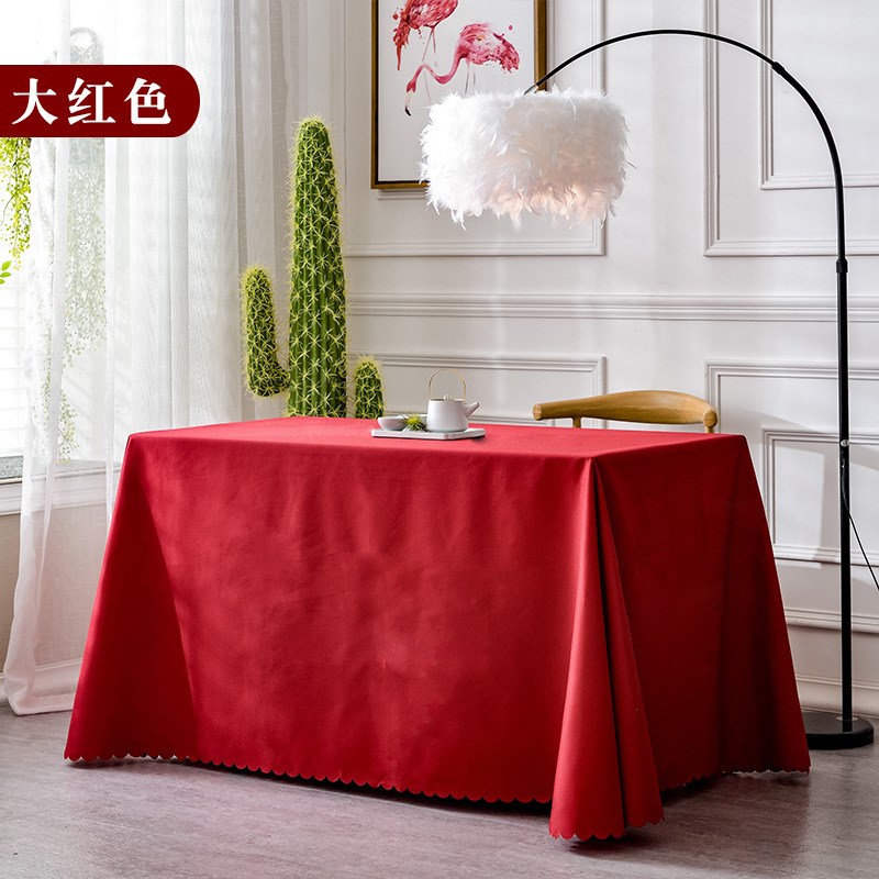 加厚桌布布艺可订地推台布酒店餐厅饭店圆桌布纯色长方形会议新品