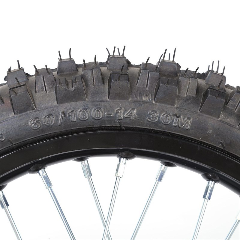 14寸越野摩托车1.85X14寸铝合金碟刹幅条轮毂60/100-14  30M轮胎