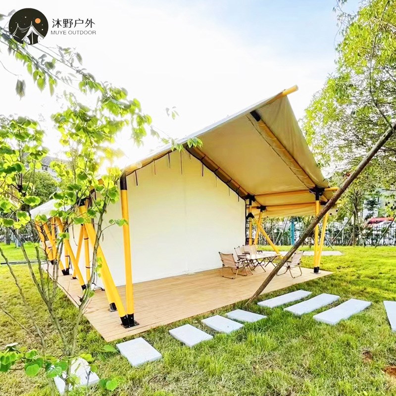 沐野户外爆款豪华露营地帐篷酒店  双层防雨防火景区实木结构篷房