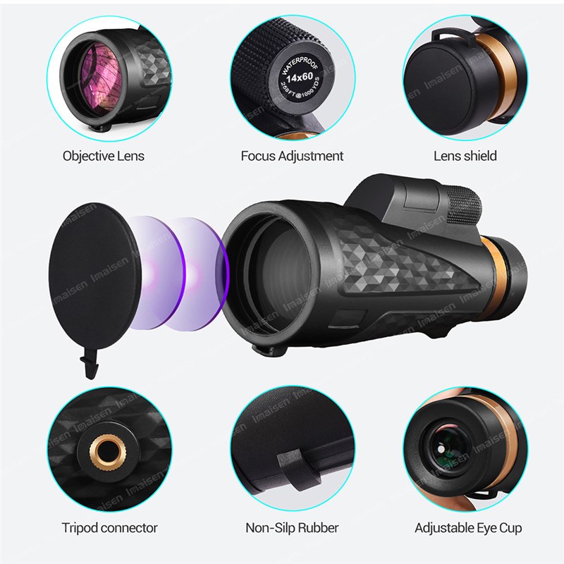 高清一万米FMC镀膜千里镜演唱会旅游望远镜单筒14x60 BAK4棱镜
