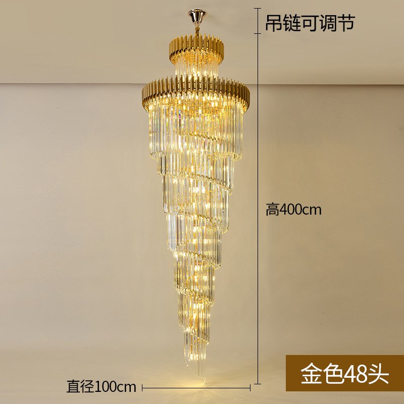 轻奢楼梯吊灯水晶复式楼梯间长吊灯别墅楼中楼客厅现代欧式大吊灯