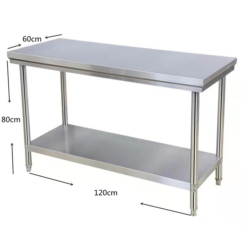 餐饮 宿舍 厨房1.2/1.5米加厚双层工作台 双层加厚不锈钢操作台
