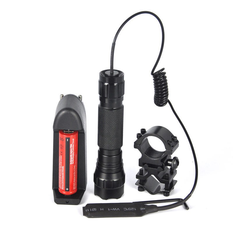 501B T6手电筒套装白光 蓝光绿光 红光紫光验钞照玉手电筒