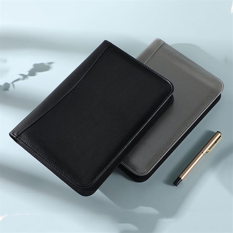 商务A5活页笔记本拉链包PU多功能经理夹记事本会议日记本定制LOGO